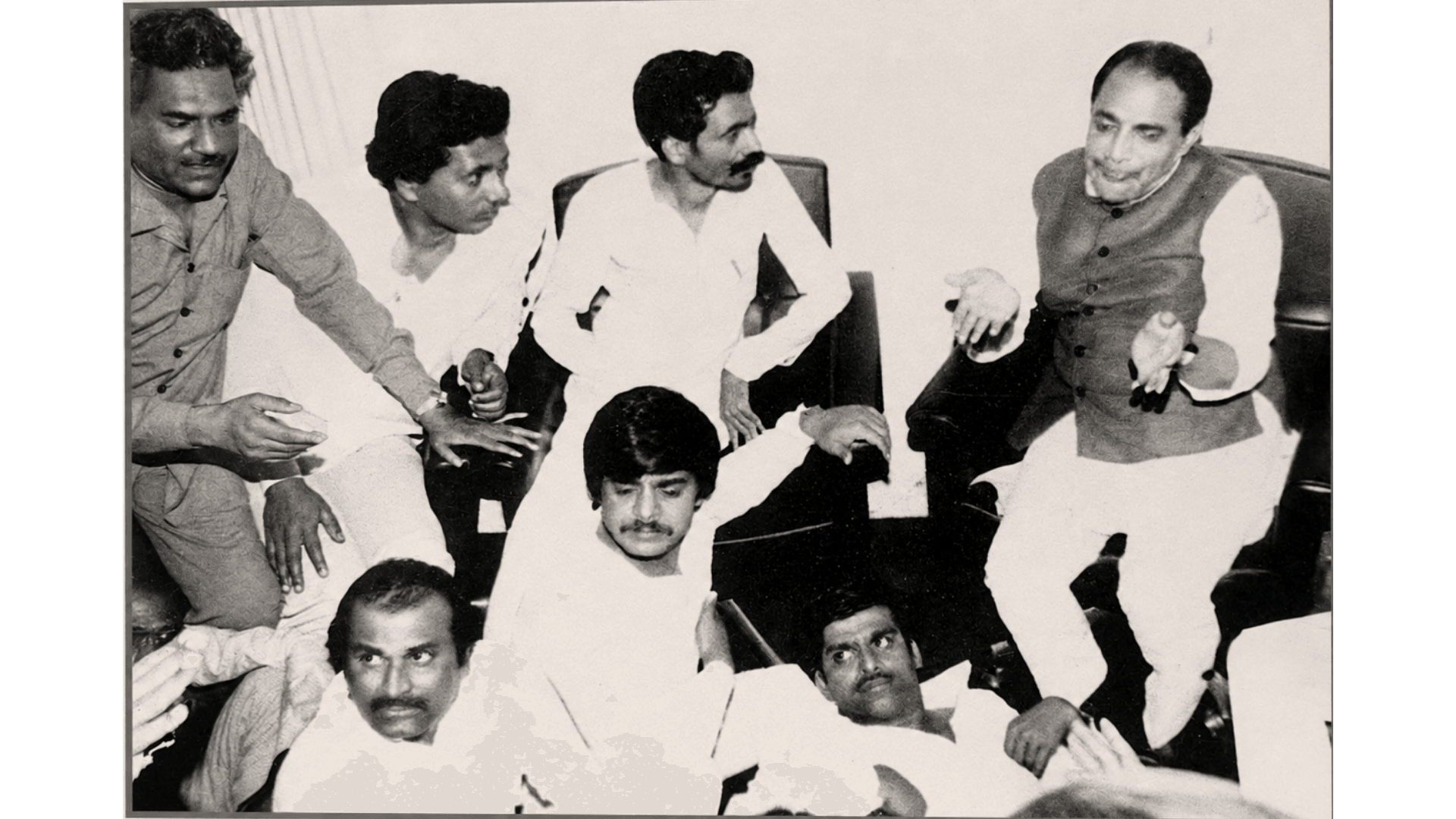 Archival photograph — In animated conversation with party colleagues