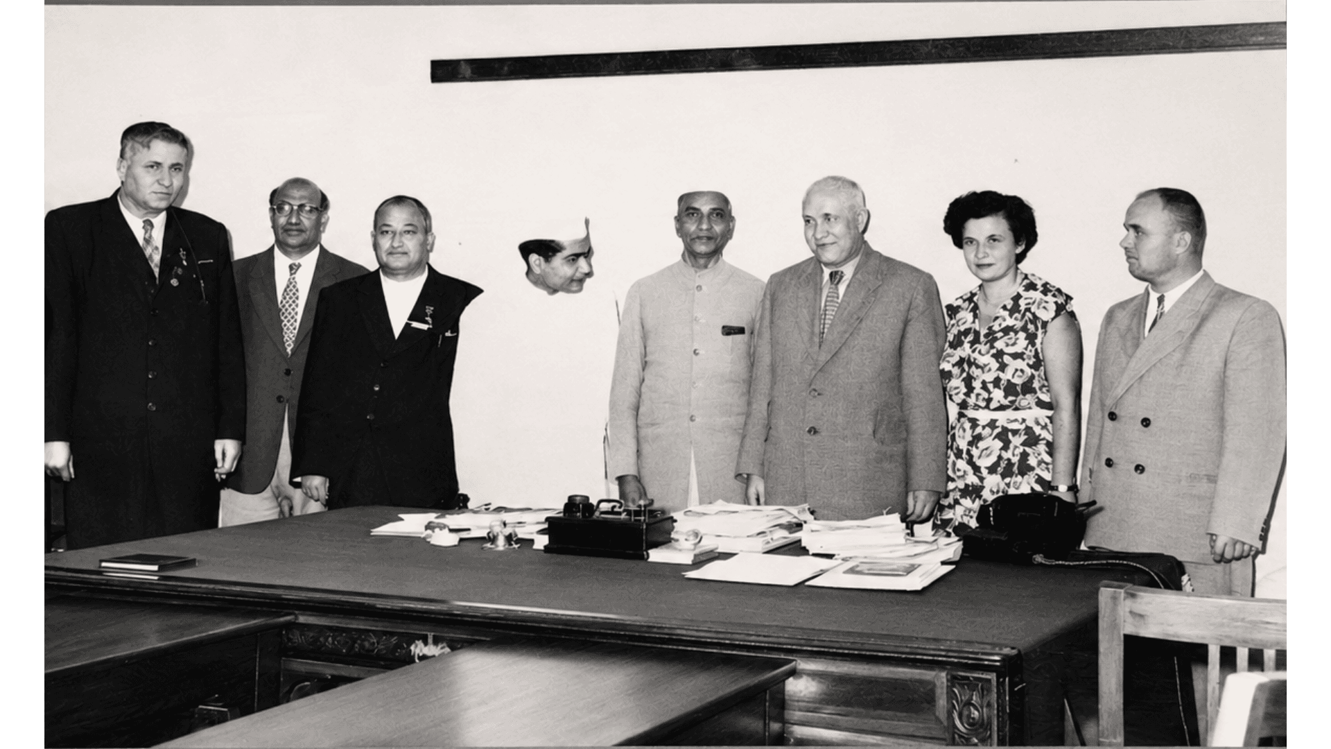 Archival photograph — Meeting a visiting delegation