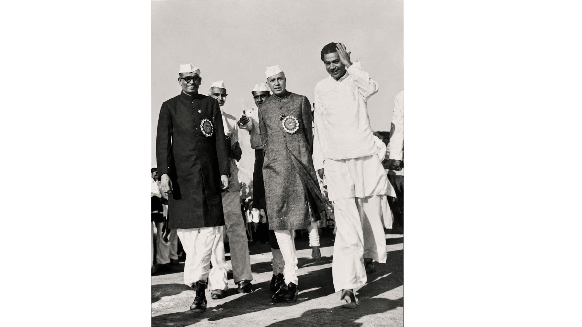 Archival photograph — Accompanying dignitaries at a public event