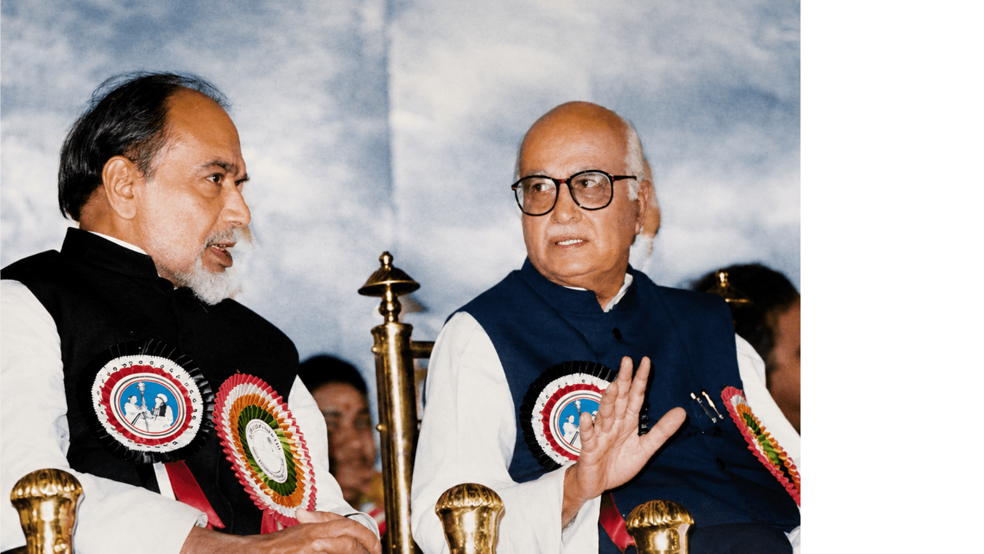Archival photograph — On stage at a party function